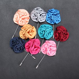 Outros acessórios do noivo 15 cor clássicos homens com broche de flores imitados de tecido de seda boutonniere stick pino de lapela para terno de festas de casamento broche