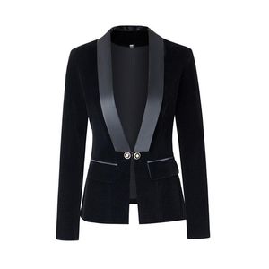 Women's Suits & Blazers Elegant Lady Wild Spring Autumn Professional Suit Casual Office Slim Coat Women Fashion Collar Long-sleeved Velvet B