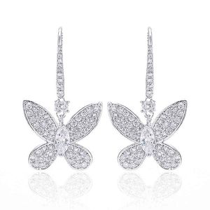 Moda Temperament Ear Hook Cyrkon Butterfly Drop Kolczyki Dla Kobiet Biżuteria Ślubna Boucle Mujer Brincos Xiumeiyizu