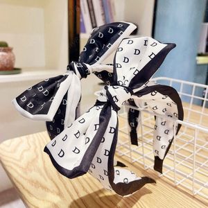 Bohemian Letter Satin Big Bow Hairband Headband Adult Hair Accessories