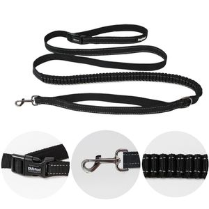 Elastisk midja hund koppel för promenader springa för stor liten husdjur hund justerbar nylon med reflekterande dragkedja 210729