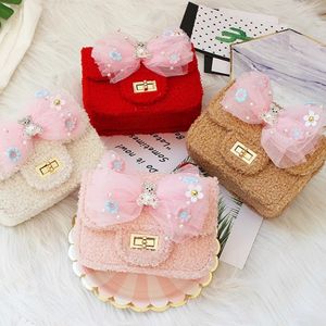 Koreanska stil kvinnor mini plånböcker och handväskor söta tjejer prinsessa båge messenger väska baby flicka fest handväska axelväskor gåva