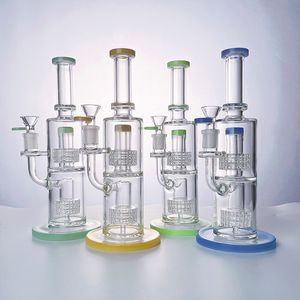 Wholesale Birdcage Glass Bongs Hookahsダブルステレオマトリックスビッグボンスパナツァオイルダブリグ喫煙水パイプ厚いパイプ14mm女性ジョイントボウルストレートチューブホーカー