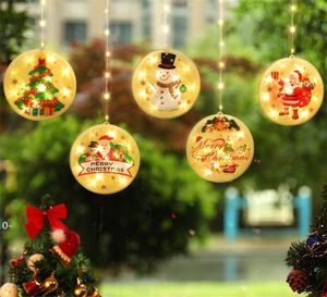 Sträng julatmosfär gardin fönster dekoration rum dekoration med målad hängande platta koppar tråd hängande sugkopp