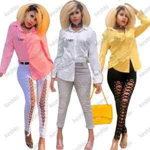 women luxury designer high qualitylong sleeved casual shirts blouse tops ol style lapel button up office