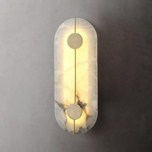 Wall Lamp Modern Creative LED Restaurant Apartment Guest House European Style Marble Copper Round Decoration Lighting Fixtures