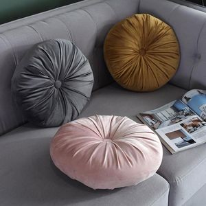 Cuscino/Cuscino Decorativo 15'' Cuscino Sedile Rotondo Velluto Coperta Per Divano Pavimento Divano Poltrona Letto Auto Pieghettato Stile Europeo