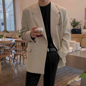 IEFB /abbigliamento da uomo stile coreano cappotto casual sciolto alla moda bello doppiopetto blazer di grandi dimensioni maschio autunno 9Y4093 210524