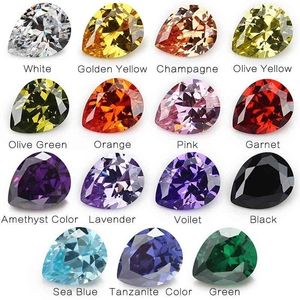 15pcs-1lot Per Colors Total Beads Size 4x6mm ~ 10x12mm Pear Shape Loose Cubic Zirconia Stone