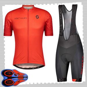 Scott Team Cycling Kortärmad Jersey (Bib) Shorts Sets Mens Sommar Andningsväg Cykel Kläder MTB Bike Outfits Sport Uniform Y210414116