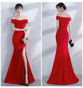 Beauty-Emily Summer Women Long Mermaid Evening Dresses ED8642 Satin Prom Party Gown High Split Women Gowns 2021 Vestido De Noche