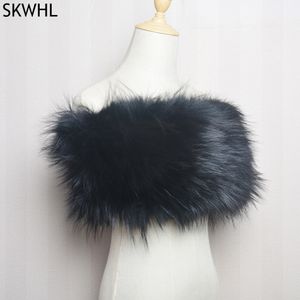 New Natural Fox Fur Scarf Shawl Mulheres Sexy Strapless Sem Mangas Celebridades Festa Clube Bandage Crop Tops Poncho