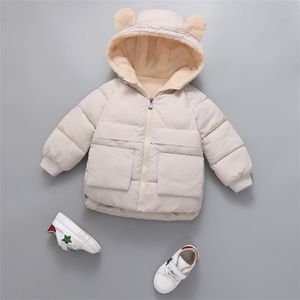 Children Down Thick Warm Winter jacket Coat Girls boys fleece Cotton-padded hoodies outerwear For 1-6Y 211007