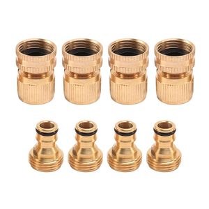 Watering Equipments 3/4 Inch Brass Garden Hose Fitting Quick Connect, Male And Female Connectors For Water Pipe Hose(4 Sets)