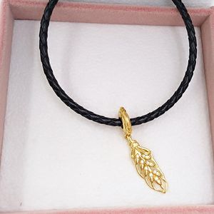 925 Sterling Silver Damskie Biżuteria Wyroby Wykonanie Kit Love Leaf DIY Urok Pandora Złota Bransoletka Girlfriend Prezenty Dla Żona Kobiety Mężczyźni Łańcuch Naszyjnik Naszyjnik Wisiorek