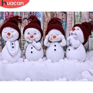 HUACAN 5D Painting Snowman Full Square Art Rhinestone DIY Diamond Embroidery Winter Cartoon Handicraft Christmas Gift