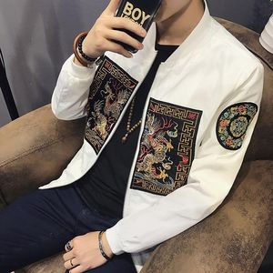 Wiosna Mężczyźni Bomber Jacket New Fashion Chinese Long Pao Kurtki Mężczyźni Slim Fit Long Sleeve Casual Coats Windbreaker 5xl-M