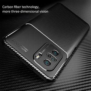 Carbon Fiber Cover Fodral för Xiaomi, Anti-Shock Cover för Xiaomi POCO F3 X3 PRO X3 NFC Soft Silicone Shock Absorberare för Xiaomi Poco C3