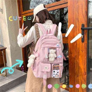 Japanische High School Mädchen Rucksack Schule Taschen Für Teenager Mädchen Viele Taschen Neue 2021 Rucksack Frauen Mochila Feminina Taschen Y1105