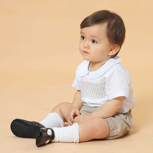 Pojkar spanska kläder set baby boutique kläder barn handgjorda smocked outfits toddler födelsedag dop kostym 210615