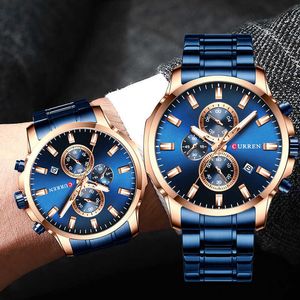 CURREN Top Watch Men Brand Luxury Quartz Fashion Men's Watches Waterproof Sports Wrist Watch Steel Chronograph Relogio Masculino 210527