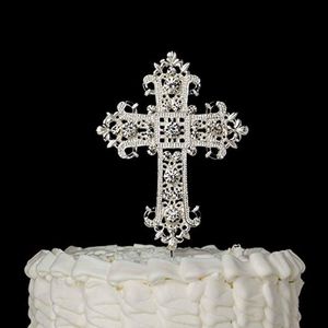 Party Decoration Cross Cake Topper Stativ Religiöst Bröllop Dop Chopening Första Kommunen Födelsedag Girl Boy Bekräftelse Tillbehör