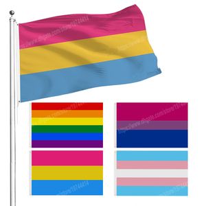 Gökkuşağı Gurur Bayrakları 90x150 cm 3 * 5ft Özel Banner Metal Delikler Grommets Biseksüel LGBT Pansexual Transseksüel Özelleştirilebilir