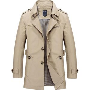 Men's Jackets Mens Business Jacket 2021 Fashion Autumn Men Long Cotton Windbreaker Overcoat Male Casual Loose Outwear Coat 5XL