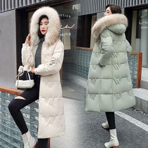 Vinter bomull vadderad jacka Eleganta kvinnliga långa dubbelsidiga jackor Casual tjocklek Hooded Coat 210423