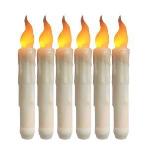 6pcs / 세트 LED Flameless 촛불 조작 램프 깜박이 깜박임 전기 기둥 촛불 웨딩 파티 장식