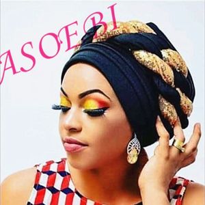 Försäljning Kvinnor Headtie Gele Turban Cap African Women Head-Wrap Cap Auto Gele Nigerian Turban Auto 210702