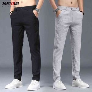 Jantour Spring Summer Classic Mäns Elastiska Casual Pants Mens Business Dress Slim Fit Jogger Stretch Long Byxor Man 210714