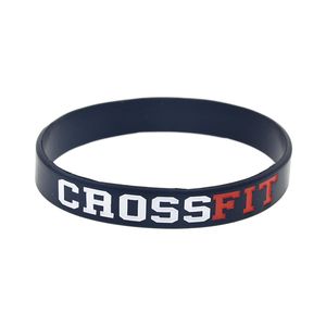100PCS Crossfit 1/2 Inch Wide Silicone Rubber Bracelet Engraved Filled Color for Promotion Gift 4 Colors Adult Size