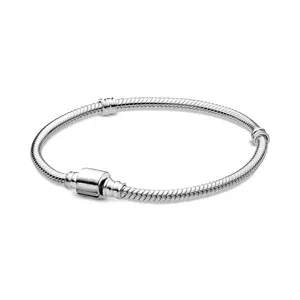 Gioielleria raffinata Autentica perlina in argento sterling 925 adatta ai braccialetti con ciondoli Pandora Chiusura a barilotto Bracciale a catena a forma di serpente Ciondolo a catena di sicurezza Perline fai da te