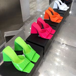 summer Fashion Designers slippers Abnormal Heels sexy women sandals Bright colors Orange Genuine Leather shoes big size 35-43