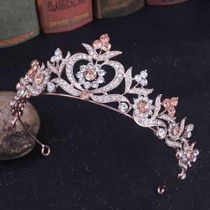 Wholesale indian tiaras for sale - Group buy European and American Tiaras Leaf Inlaid Rhinestone Baroque Bridal Crown Hair Jewelry