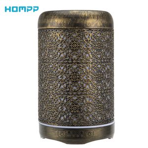 Essential Oil Diffuser Metal Ultrasonic Difusor Cool Mist Air Humidifier LED Light Quiet Shut Off Nano Bronze Color 250ml Gift 210724