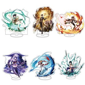 Genshin Impact Anime Figure Diluc Venti Klee Keqing Acrylic Stand Model Plate Desk Decor Barbara Cute Standing Gifts G1019
