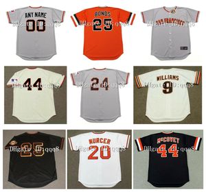 Throwback-Baseball WILLIE MAYS Baseball-Trikots SF BARRY BONDS WILLIE McCOVEY J.T. SNOW WILL CLARK KEVIN MITCHELL DUANE KUIPER LeMASTER 9 MATT WILLIAMS Retro