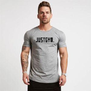 Yeni Spor T-shirt Erkekler Pamuk Vücut Geliştirme Kısa Kollu Tee Gömlek Erkek Yaz Marka Erkek Spor Giyim Homme Camiseta Masculina 210421