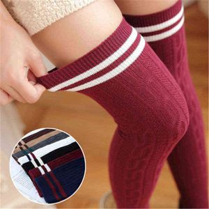Sexy Thigh High Over The Knee Socks New Fashion Women's Long Cotton Stockings For Girls Ladies Small Fresh College Style Socks Y1119