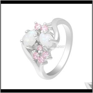 Jewelryflower Anelli Per Le Donne Bianco Ovale Opale Sier Colore Rosa Zircone Amante Matrimonio Fidanzamento Natale Gioielli Drop Delivery 2021 Gvmp8