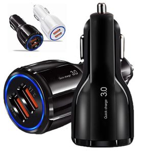 QC A Caricabatterie auto Auto Auto Power Adapter Car Caricabatterie per iPhone x Samsung S10 Nota HTC PC GPS
