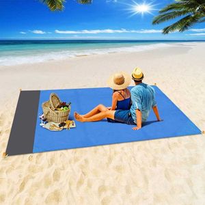 200x210cm Outdoor Pocket Picnic Waterproof Sand Beach Mat Camping Folding Blanket Picknick Tent Cover Bedding Y0706