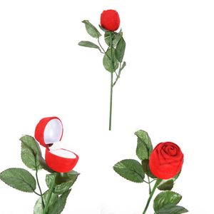 1 PC Romantyczny Róża Kwiat Flocking Holder Velvet Wedding Propose Engagement Walentynki Pudełko Pakowanie Biżuterii Case