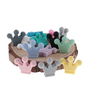 50pcs silikon krona pärlor baby teether halsband pärla spädbarn tugga smycken tillbehör mat klass 211106