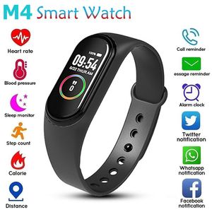 M4 Smart Bracelet Wristbands Bluetooth Call Running Tracker Real Heart Rate Blood Pressure Monitor Screen IP67 Waterproof Sport Watches 4 Colors vs M6 M5