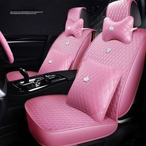 Special Women s Car Seat Cover för Toyota De flesta bilar SUV PU LÄDER UNIVERSAL STORLEK Färg Auto Waterproof Interior Accessorie Pink