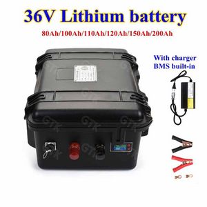 GTK 36V 60Ah 80Ah 100Ah 120Ah 130Ah 150Ah 200Ah Lithium li ion battery for electric fishing boat RV solar system caravanas +Charger