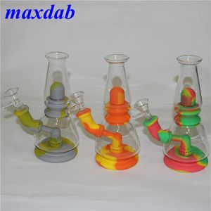 Silikon Bong Dab Rigs Shisha mit Quarz Banger Tabakschale Silicon Water Pipe Mini Glass Becher Bongs